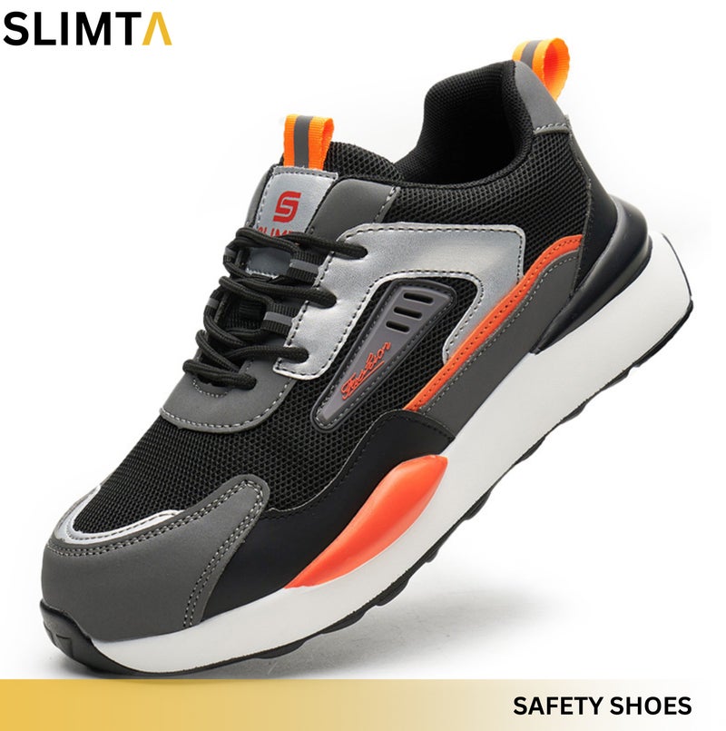SLIMTA Safety Shoes for Men & Women - Breathable Flying Woven, Anti-Smash, Lightweight PU Sole Sporty Work Shoes - Image 1
